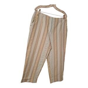 Talbots Plus Capri Pants Women’s 14 Seersucker Pinstripe Nautical‎ Vintage EUC